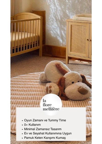 OEKO- TEX® Sertifikalı Elyaf Dolgulu Keten Karışımlı Bebek Oyun Matı – Yumuşak ve Nefes Alabilir fiyatları
