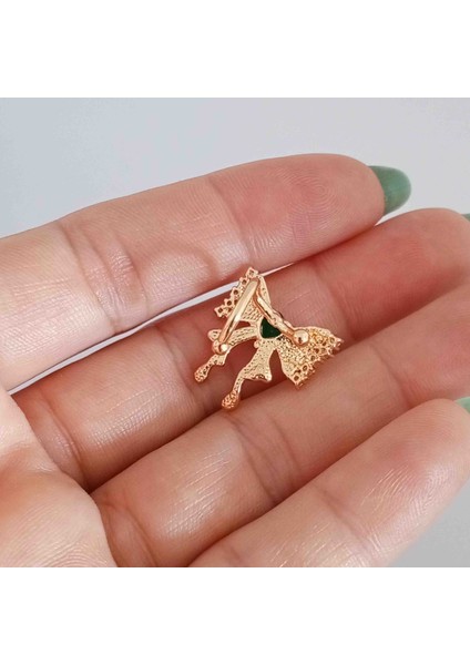 Pirinç Gold Yeşil Zirkon Taşlı Fiyonk Kıkırdak Küpe fiyatları