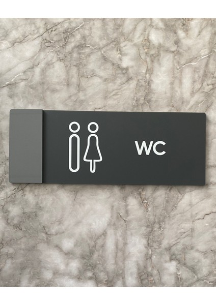 Klasik Seri Mat Antrasit Wc Kapı Isimliği Yönlendirme Levhası