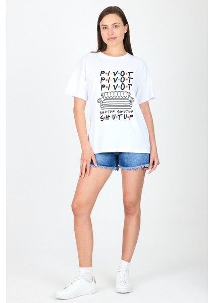 Beyaz Yazı Baskılı %100 Pamuk Oversize Tişört 2150-10M fiyatları