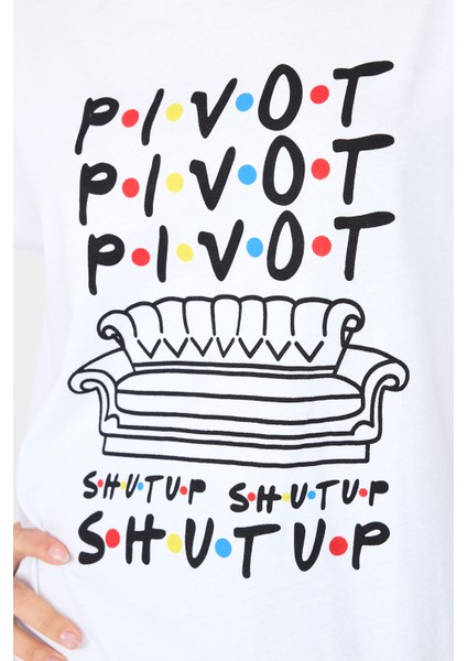 Beyaz Yazı Baskılı %100 Pamuk Oversize Tişört 2150-10M fırsatları