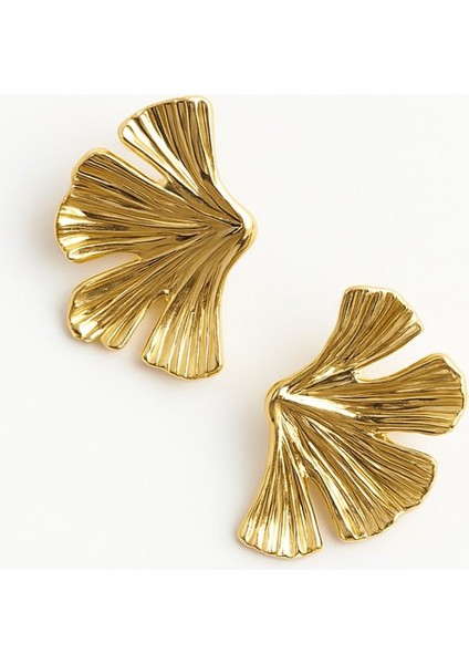 Gold Çizgili Çiçek Küpe fiyatları