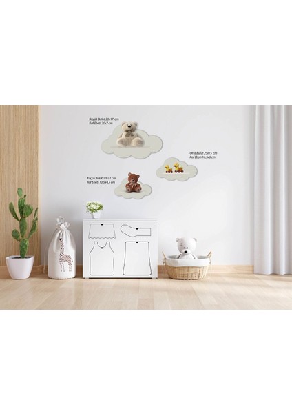 Tr 3'lü Beyaz Dekoratif Bulut Çocuk Odası Duvar Rafı Ramazan Ok Beyaz Type 2 Mdf modelleri