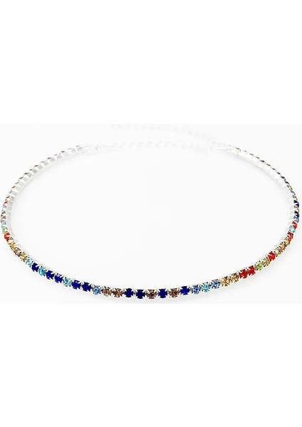 Taşlı Su Yolu Tasma Choker Kadın Kolye