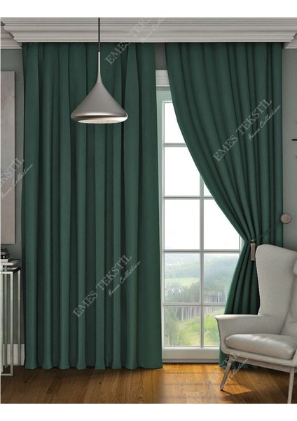 Yeşil Blackout, Işık Geçirmez Karartma Güneşlik, Pilesiz (Tek Kanat Fon Perde)