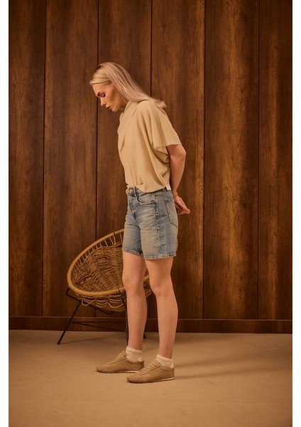 Bej Deri Süet Kadın Spor Ayakkabı