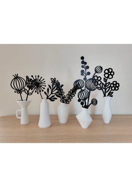Vazolu Çiçekler Dekoratif Vazo Dekoratif Obje (5li Set Toplamda 13 Parça) fırsatları