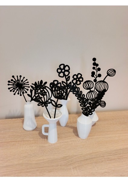 Vazolu Çiçekler Dekoratif Vazo Dekoratif Obje (5li Set Toplamda 13 Parça) indirimleri