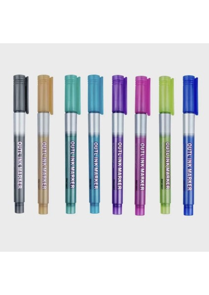 Double Line Outline Metalik Marker 8 Renk 621039 fırsatları