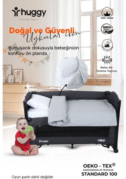 Beyaz 130X80 Park Yatak ve Beşik Uyumlu Bebek Nevresim Takımı – %100 Pamuk