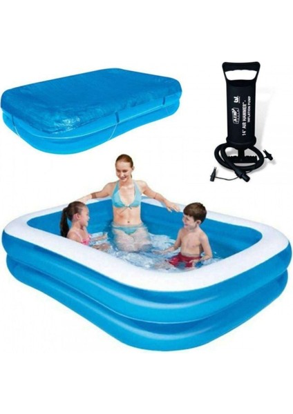 Şişme Jumbo Aile Havuzu 12819 + Örtü + Pompa Set