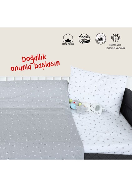 Beyaz 130X80 Park Yatak ve Beşik Uyumlu Bebek Nevresim Takımı – %100 Pamuk