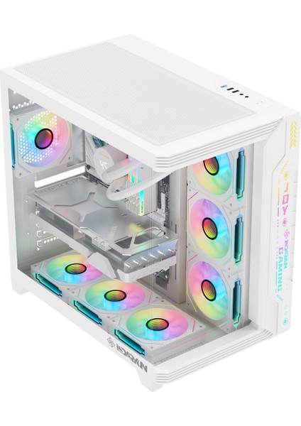 Joy Gaming Argb Ön Panel 7x Argb Fan Atx Beyaz Akvaryum Bilgisayar Kasası