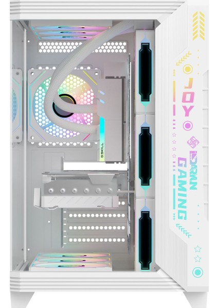 Joy Gaming Argb Ön Panel 7x Argb Fan Atx Beyaz Akvaryum Bilgisayar Kasası