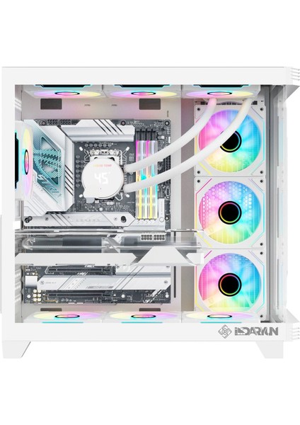 Joy Gaming Argb Ön Panel 7x Argb Fan Atx Beyaz Akvaryum Bilgisayar Kasası