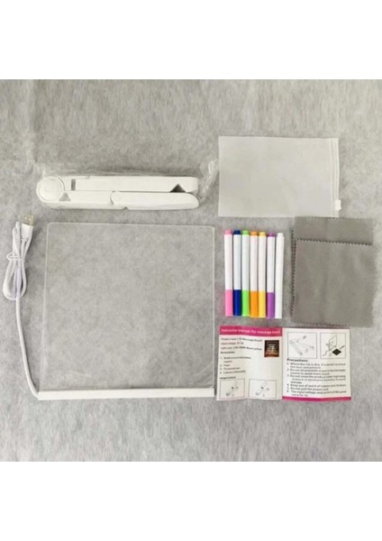 LED Işıklı Çizim Tahtası + 8 Renkli Kalem | Silinebilir Işıklı Resim Tahtası | USB Bağlantılı - Gece Lambası Özellikli modelleri