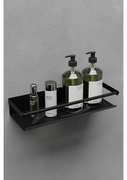 Paslanmaz Çelik Mat Siyah Yapışkanlı Banyo Rafı, Duş Rafı & Şampuanlık Raf-Gualdo