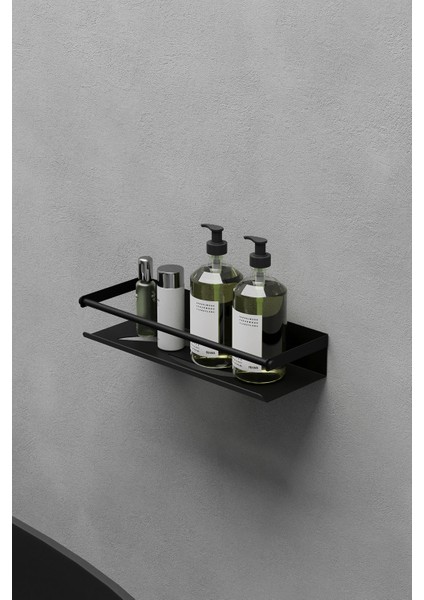 Paslanmaz Çelik Mat Siyah Yapışkanlı Banyo Rafı, Duş Rafı & Şampuanlık Raf-Gualdo fırsatları