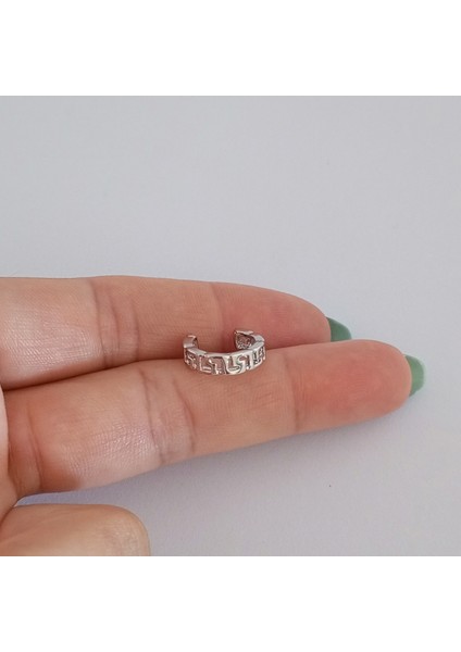 Pirinç Silver Labirentli Kıkırdak Küpe