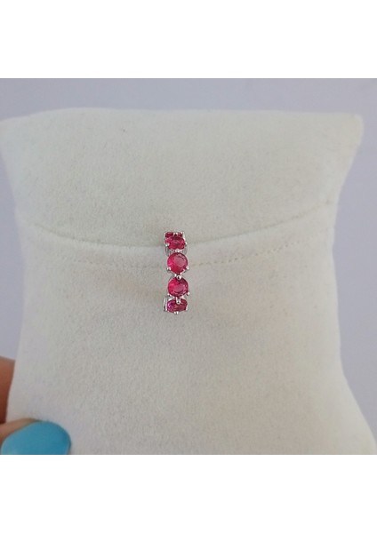 Pirinç Silver Fuşya Zirkon Taşlı Kıkırdak Küpe fırsatları