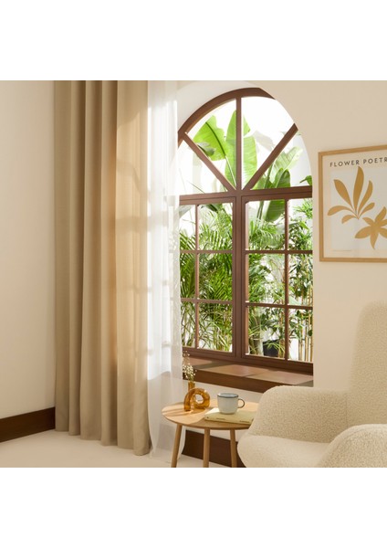 Perla Keten Fon Perde Açık Taş 150x270 cm fiyatları