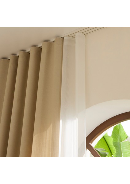 Perla Keten Fon Perde Açık Taş 150x270 cm fırsatları