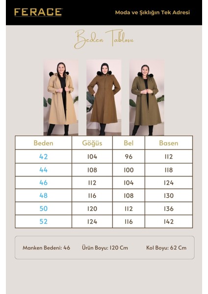 Kadin Büyük Beden Pardesü Kapşonu Kürklü Fermuarlı fiyatları