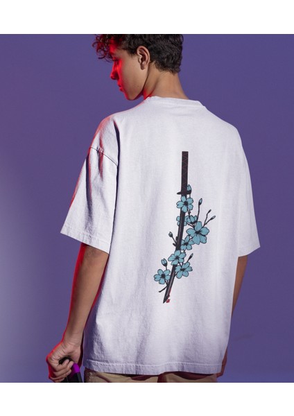 Katana Blossom Kılıç Baskılı Erkek Tişört fiyatları