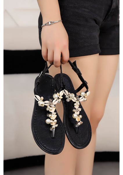 Ys 005 Boncuk Detaylı Alçak Tabanlı Parmak Arası Sandalet fiyatları