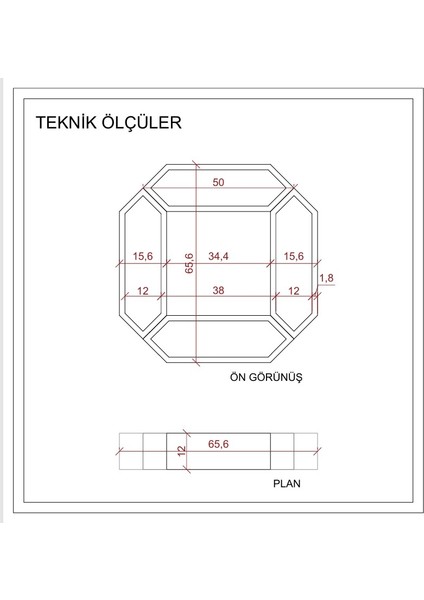 Ahşap 4'lü Altıgen Raf - Tanatone Brown fiyatları