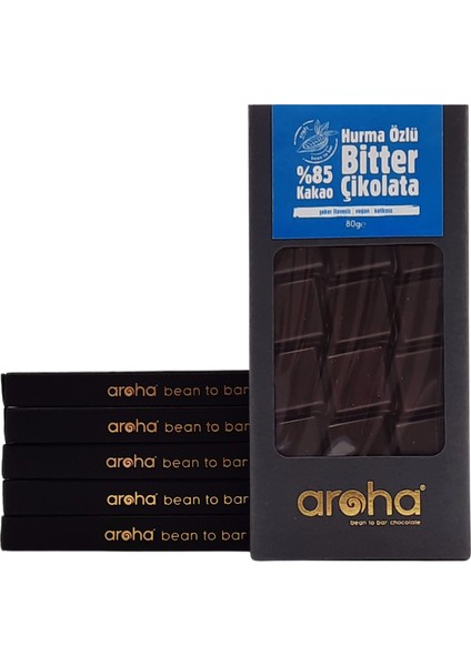 Altılı Avantaj Paket %85 Kakao Hurma Özlü Bitter Çikolata 80 g x 6 Adet