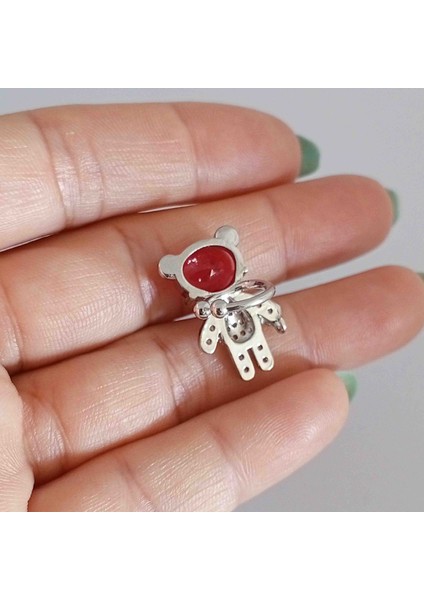 Pirinç Silver Tekli Fuşya Zirkon Taşlı Ayıcıklı Kıkırdak Küpe fiyatları