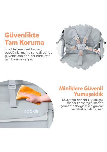 Cookie Portatif Mama Sandalyesi | Katlanabilir, Taşınabilir, Yıkanabilir