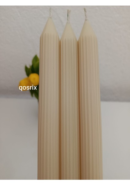 3'lü Krem Şamdan Soya Mumu Soya Doğal Pudra Kokulu Uzun Çubuk Konik Mum Dekoratif modelleri