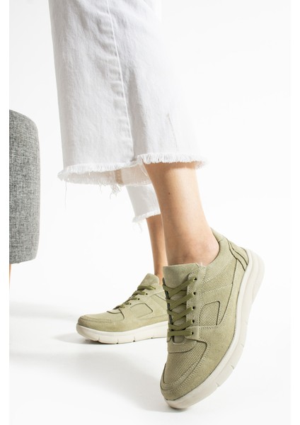 Sverko Kadın Hakiki Süet Deri Yeşil Spor Ayakkabı