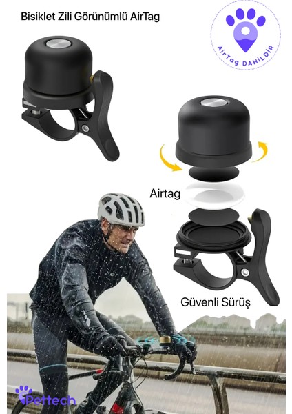 Belltag Airtag'li Bisiklet/motor Zili
