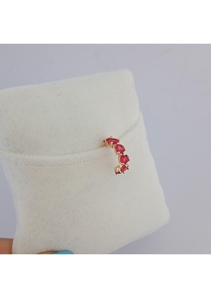 Pirinç Gold Fuşya Zirkon Taşlı Kıkırdak Küpe fırsatları