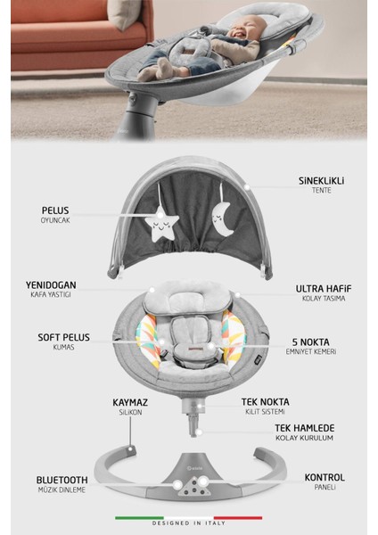 Dormire 2 Elektrikli Otomatik Sallanan Kademeli Ana Kucağı Gri modelleri