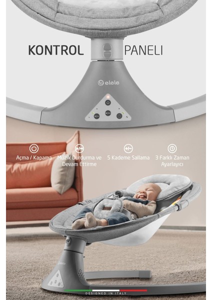 Dormire 2 Elektrikli Otomatik Sallanan Kademeli Ana Kucağı Gri