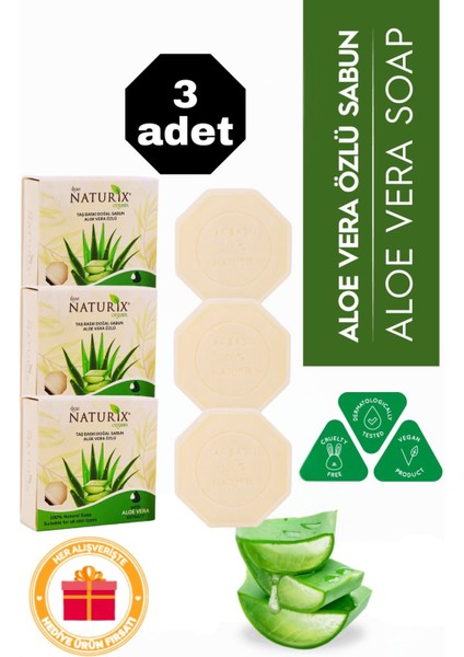 Aloe Vera Özlü Taş Sabun 3'lü Eko Paket Nemlendirici ve Gözenek Destekleyici Bakım - 3X125 gr