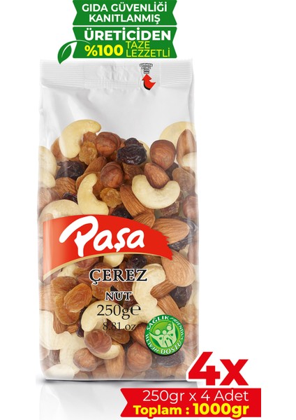 Çiğ Karışık Naturel Kuruyemiş 250 gr x 4 Adet (1 kg Toplam)