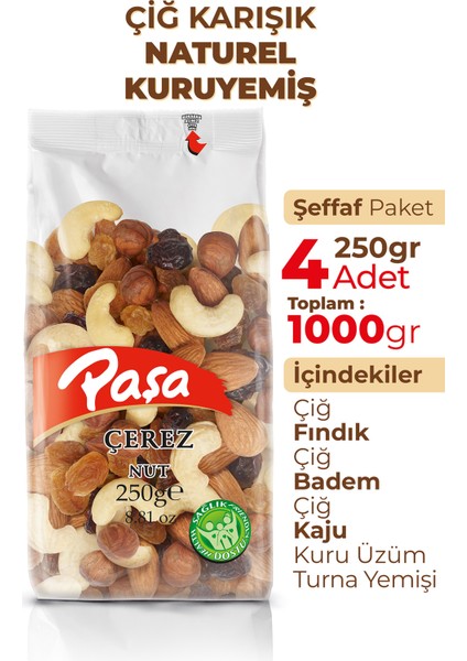Çiğ Karışık Naturel Kuruyemiş 250 gr x 4 Adet (1 kg Toplam) fiyatları