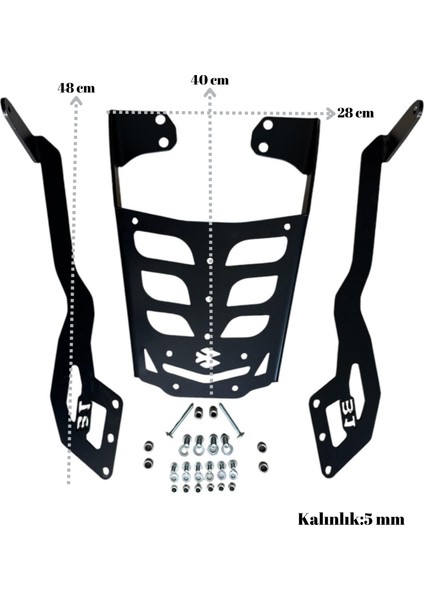 B1MOTO Bajaj Pulsar Ns 125 - Ns 150 - Ns 160 - Ns 200 Uyumlu Arka Çanta Demiri - Ekstra Load