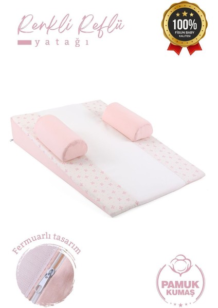 Bebek Yatağı (Pudra-Fiyonk) Yıkanabilir Kılıflı, Ortopedik, Ana Kucağı