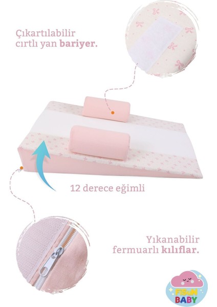 Bebek Yatağı (Pudra-Fiyonk) Yıkanabilir Kılıflı, Ortopedik, Ana Kucağı fiyatları
