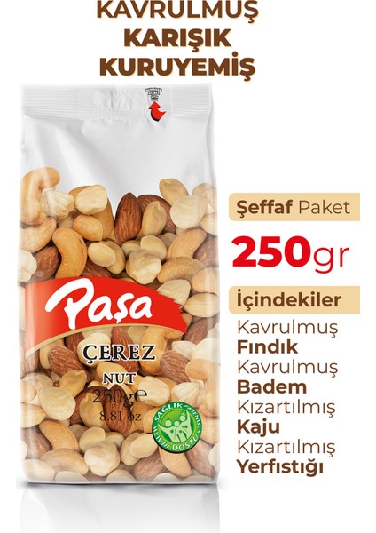 Kavrulmuş Karışık Kuruyemiş Şeffaf Paket 250 gr fiyatları