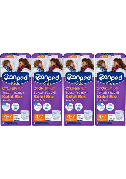 Kids Çoçuklar Için Külot Bez Tekstil Yüzeyli Yaş:4-7 (17-30KG) 36 Adet (4pk*9)