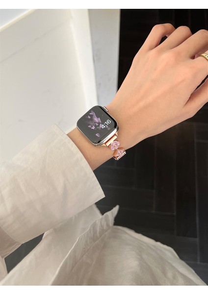 Apple Watch 11-10 42MM 5 6 7 8 9 Se 38 40 41MM Uyumlu Zari Inci Taşlı Deri Kordon Kayış fiyatları