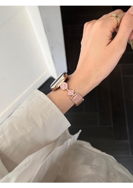 Apple Watch 11-10 42MM 5 6 7 8 9 Se 38 40 41MM Uyumlu Zari Inci Taşlı Deri Kordon Kayış fırsatları