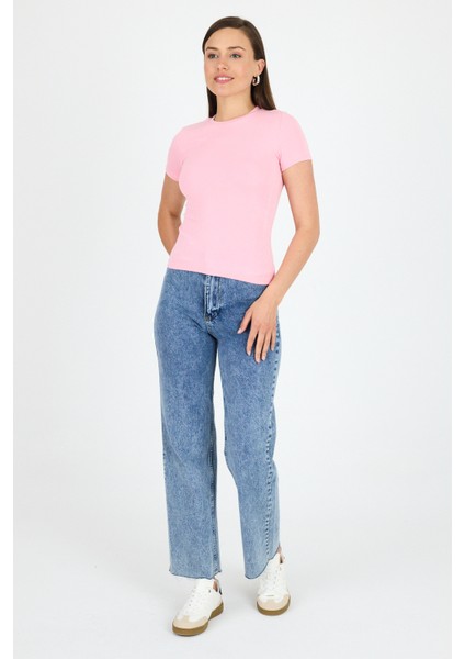 Pembe Viskoz/yumuşak Kumaş Slim Fit Tişört 1468 modelleri